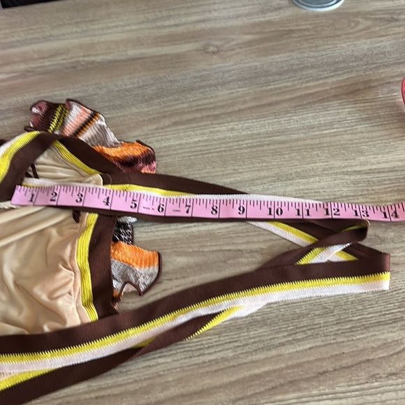 Missoni dress mini ruffles criss cross straps orange yellow brown size 40 - Picture 16 of 16